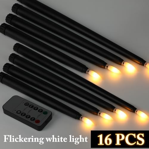 Rossesay 16 Pcs Black Flameless Taper Candle with Remote Timer - Image 5