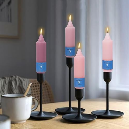 Handmade Unscented Taper Candles Slow Burn Gradient Pink Candles 5 Inch Short Dinner Candle Sticks Smokeless Wax Candles Unique Design for Weddings Holiday Gift Home Decoration - Image 5