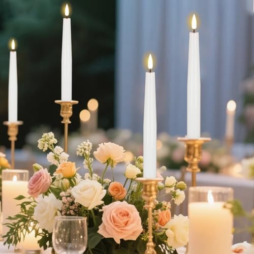 Flameless Taper LED Candles Battery Operated with Remote Timer, White - Image 5