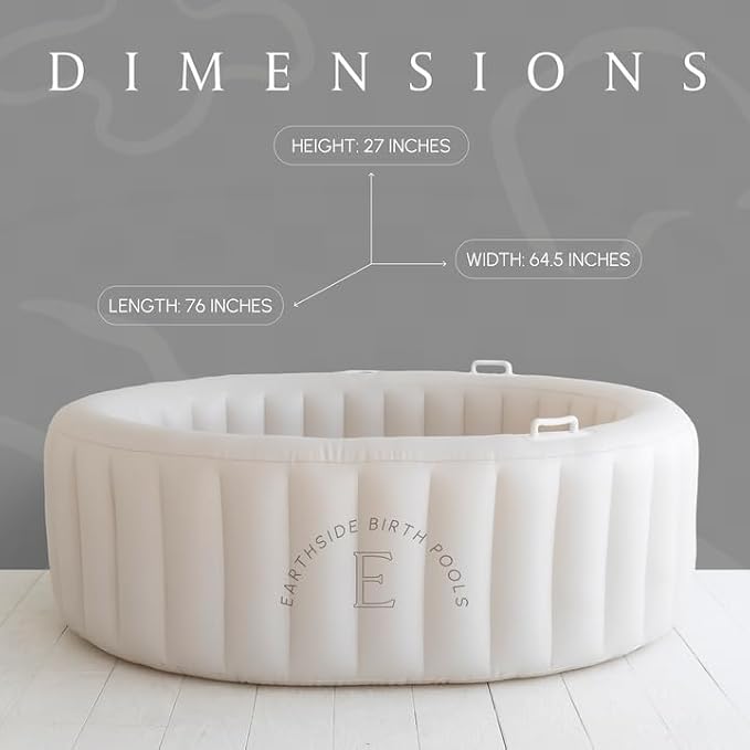 Earthside Birth Pool I Birth Pool, Comfort for Home Water Birth Kit | Doula & Midwife Approved in Marshmallow White I Portable and Easy to Set up (Ultra Large)