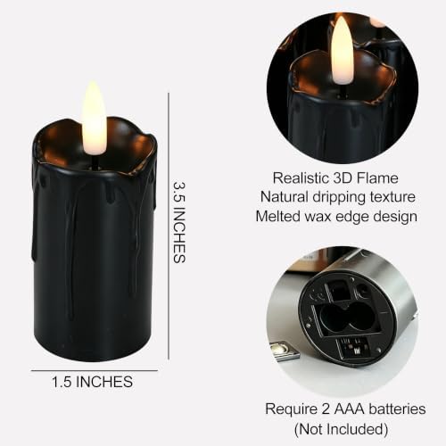 6 PCS Flameless Votive Candles with Timer Battery Operated Black - Image 5