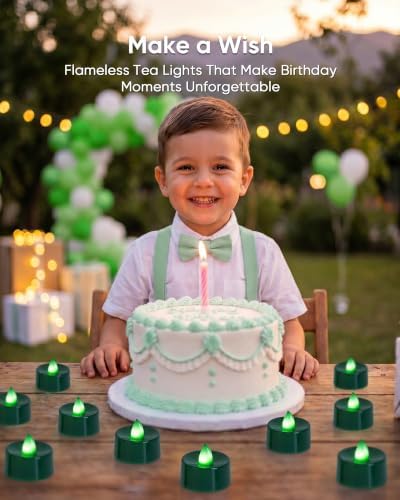 Homemory 24-Pack Green Flameless Battery Tealight Candles, 200+ Hours - Image 4