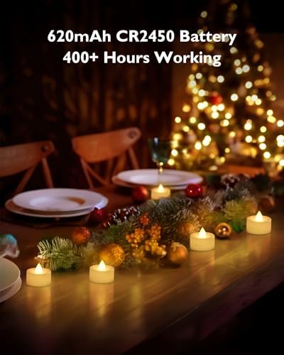 BEICHI 24Pcs Flameless LED Tea Lights with Remote & Timer,Ivory Base,400Hrs - Image 3