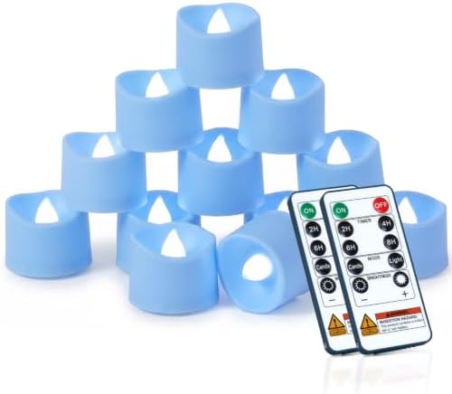 Homemory 24-Pack Light Blue Remote LED Battery Tea Light Candles, 400+ Hrs by Homemory