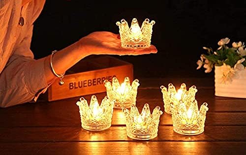 Vixdonos Crown Glass Tealight Candle Holder Set of 12 Clear Votive Candle Holders for Wedding, Party and Home Decor - Image 3