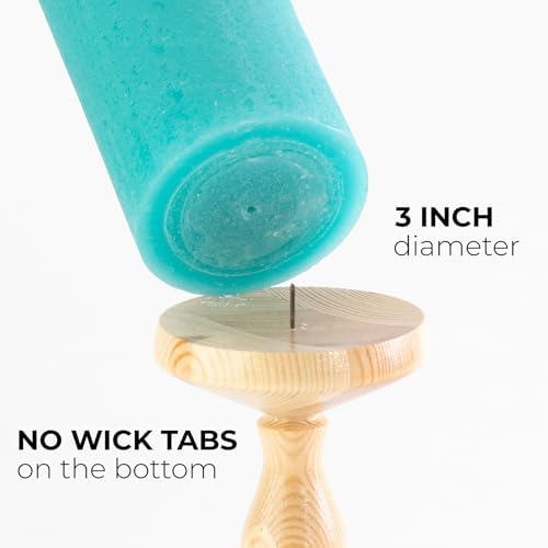 CANDWAX 3x3 Pillar Candles Set of 3 - Rustic Unscented No Drip Turquoise Candles for Home Decor, Weddings, Centerpieces - Image 2