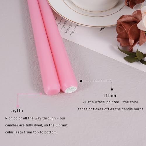 Viyffo Taper Candles, 10 Inch, 4 Pack, Cheery Bloom Pink – Unscented - Image 4