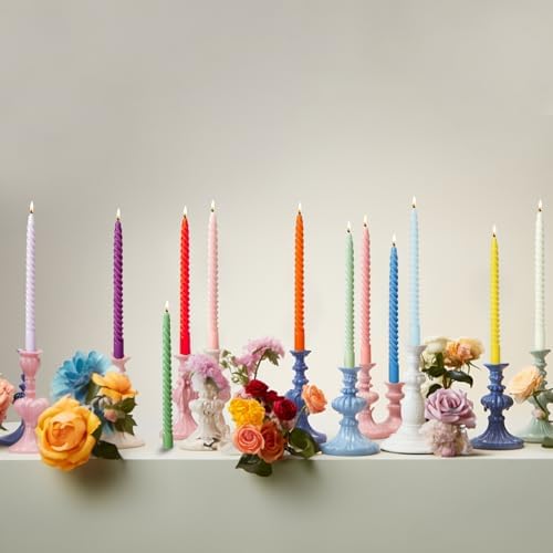 Red Taper Candles Stick Spiral Dripless Taper Candles-Set of 12 for Decoration Weddings Party Church-Unscented Candles,10inch(F-Gradient red) - Image 6