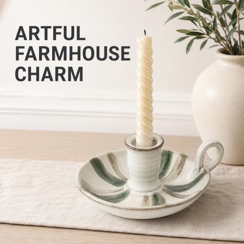 Candle Holder Ceramic Candlestick Holder, Candlelight Stand for Spell Candles, Taper Candles, and Incense, Halloween Christmas Dining Room Home Decoration Display - Image 2