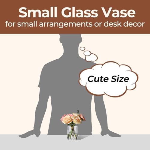 ComSaf Small Glass Cylinder Vases 6 Pcs 3.9 Inch, Clear Ribbed Flower Vases - Image 4