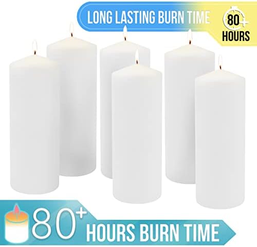 Stonebriar Unscented White Tall Pillar Candles, 80 Hour Burning Candle Pillars, Perfect for Decor, Weddings, Emergencies 3" X 8", 6 count - Image 5