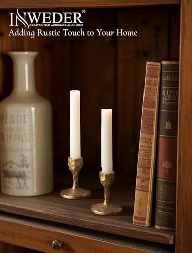 Antique Brass Candlestick Holders: Cast Iron Taper Candle Holder - Image 6