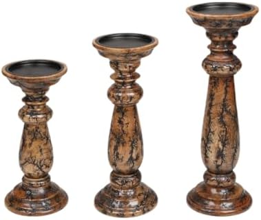 Homebia Design Pillar Candle Holder Set of 3 – 14, 12, 10 Inch – Natural by HomebiaDesigns