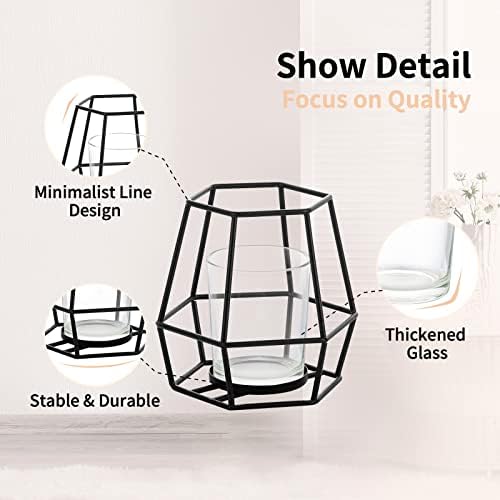 NUPTIO Black Geometric Tealight Candle Holders, Set of 2 - Image 6