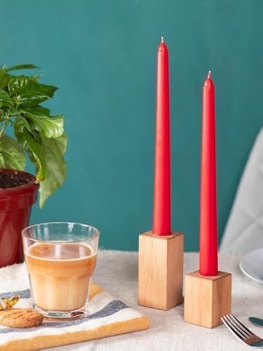 CANDWAX 12 inch Red Taper Candles Set of 12 - Dripless and Long Burning Candlesticks - Perfect as Red Candlesticks for Dinner or Holiday Home Decor - Taper Candle Sticks - Image 5