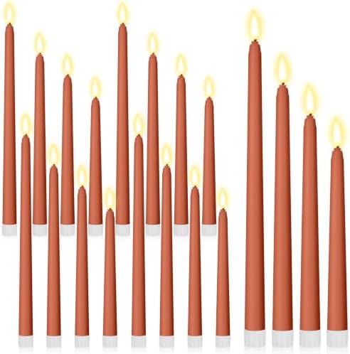 Rossesay 24 Pcs Flameless LED Taper Candles Battery Operated Candle Flameless Candlesticks Flickering for Christmas Church Wedding Indoor Decoration (Classic,8.5",9.65",10.8",12.8",Brown) by Rossesay