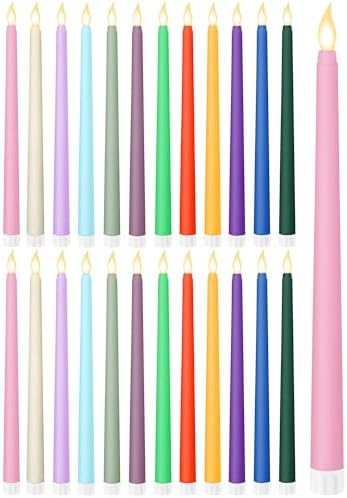 Treela Battery Operated LED Taper Candles,Basic,11 Inch,Pastel by Treela