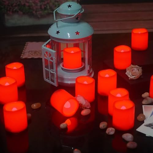 CANDLE CHOICE Battery Operated Flameless Votive Candles Small Bright Flickering LED Lights for Wedding Party Table Centerpieces Halloween Christmas Home Decorations Batteries Included 24 Pack Red - Image 5