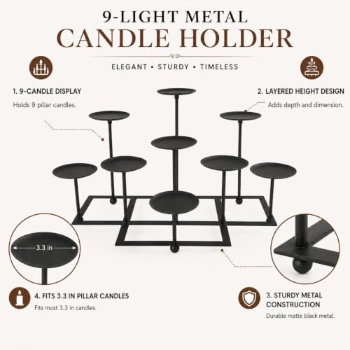 Pillar Fireplace Candle Holder for Inside Fireplace, Mantle Decor - Image 3
