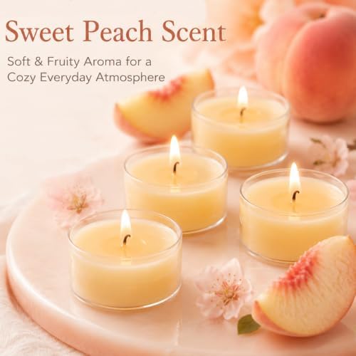 Scented Tealight Candles 16 Packs, Beeswax Blend Peach Tea Candle - Image 2