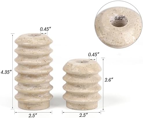 Vixdonos Taper Candle Holder Set Natural Travertine Candlestick Holder Mantle Candle Stand with Natural Stone Holes for Home Decor,Wedding,Party and Table Centerpieces(White) - Image 2