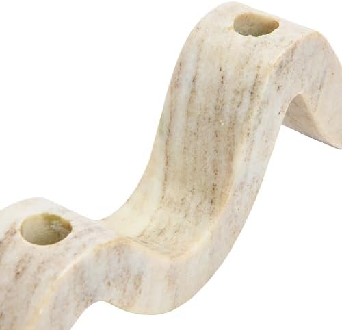 Bloomingville Marble Wave Double Taper Candle Holder, Beige - Image 3