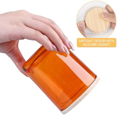 SHOWIN 10 OZ Thick Candle Jars for Making Candles 15 Pcs, Empty Jars with Wood Lids for Candle Making, Sample Container, Clear Orange - Image 4