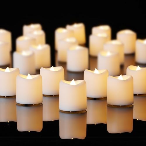 5plots 50Pack White Flameless Votive Candles, Fake Electric Candles by 5Plots