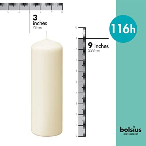 BOLSIUS 6 Ivory Pillar Candles Bulk - 3x9 Inches Candle Set - 116+ Hours Clean Burning - No Palm Oil - 0% Animal Fat - Premium European Quality - Unscented Dripless Any Occasion Pillars - Image 2