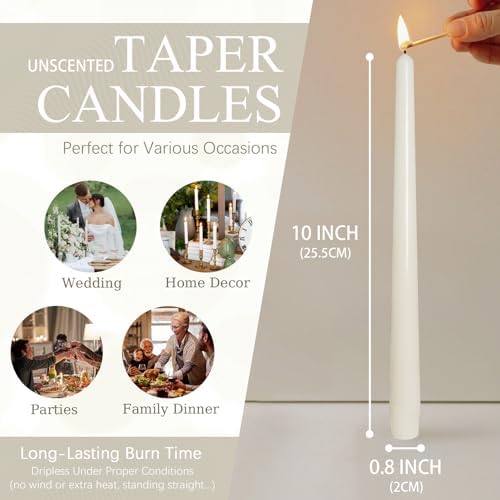 Candlesticks Long Taper Candle,Unscented 10 Inches Cream White Candle Sticks Smokeless Tapered Candles for Home Décor Holiday Gifts - Image 5