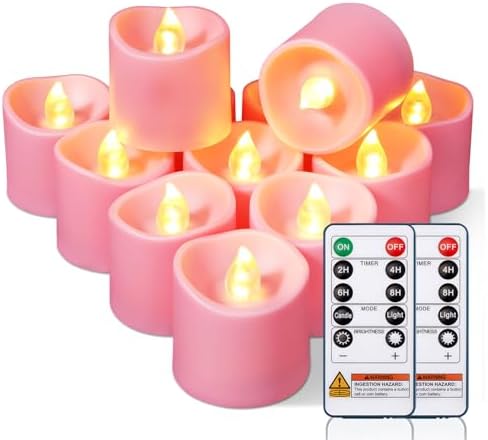 Homemory Pink Flameless LED Votive Tealight Candles & Timer Remote, 24Pack by Homemory