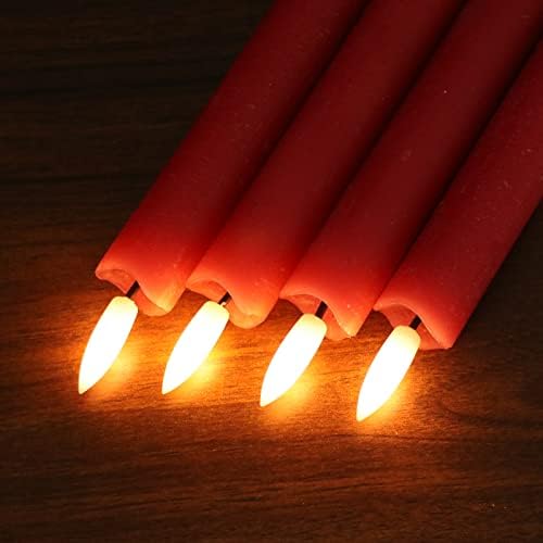 GenSwin Flameless Taper Candles LED Battery Operated Remote Timer Red - Image 5