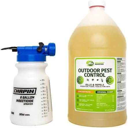 Mosquito Magician Hose End Sprayer with 1 Gallon Liquid Concentrate – Outdoor Mosquito Killer, Flea Yard Spray, Fire Ant Control, Safe for People & Pets, Mosquito Repellent for Lawn, Patio & Plants