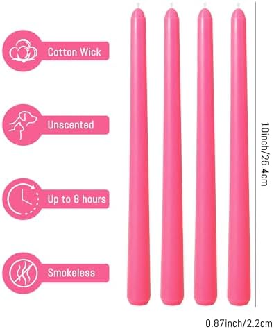 Viyffo Taper Candles, 10 Inch, 4 Pack, Clear Pink – Unscented, Smokeless - Image 4