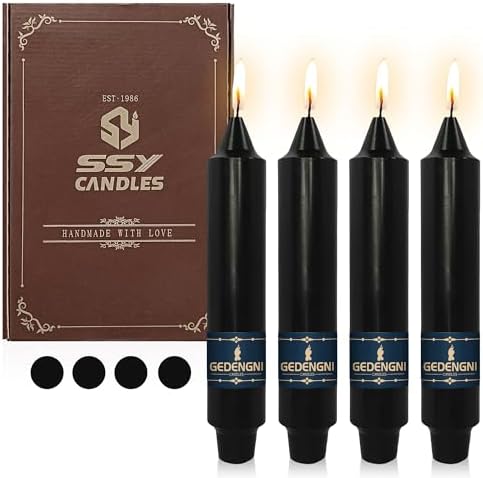 Black Taper Candle Dripless Candlesticks - Gedengni 4pcs Unscented Candles Long Candle Sticks 7inches Halloween Tapered Candles for Home Party Wedding Restaurant Holiday Decor,18D-Black by Gedengni
