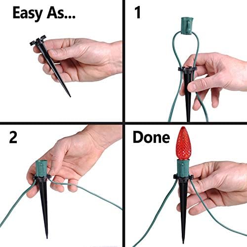 Holiday Lighting Outlet Christmas Light Stakes | Universal 5-Inch Outdoor Light Stakes For C9 or C7 Light Sockets | Improved Break-Resistant Design | For Use On Lawn or Pathway | Pack of 100 - Image 6