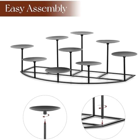 Candeldo Large Candle Holder for Inside Fireplace, Black Metal Candelabra - Image 3
