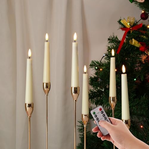 Eywamage Short Ivory Flameless Taper Candles with Remote Set of 6 by EywamageCandles