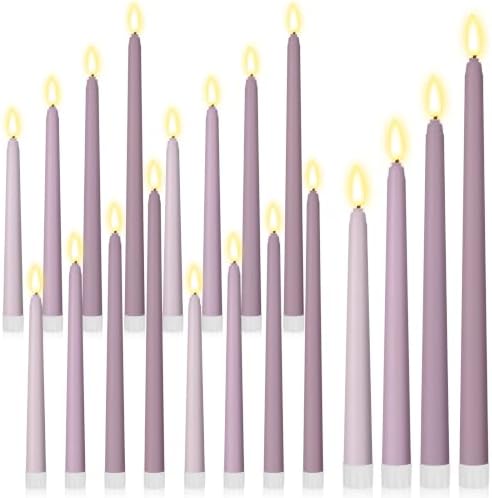Rossesay 24 Pcs Flameless LED Taper Candles Battery Operated Candles 8.5", 9.65", 10.8", 12.8" Flameless Candlesticks Flickering for Christmas Church Wedding(Classic, Purple-B) by Rossesay