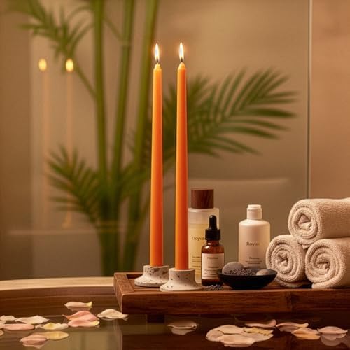Royal Imports Unscented Taper Candles 12" Orange 9HR Burn Time Set of 12 - Image 3