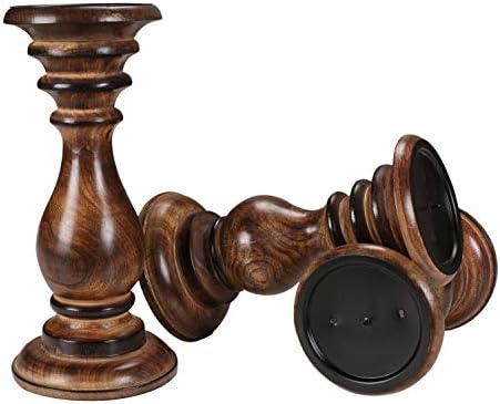 Candle Holders Set of 3 (10",8" & 6" Height)_Burnt Finish,Pillar Candle Holder in Mango Real Wood,Decorative Candle Holders for Table Centerpiece, Wedding, Party, Home Décor, Spa, Farmhouse, Gifting - Image 3