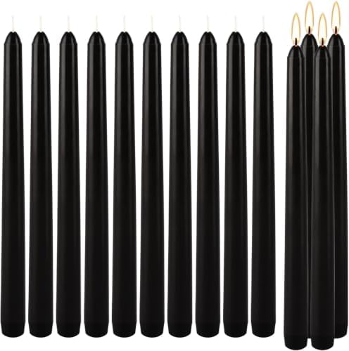 WPONSZU Set of 14 Black Taper Candles, 7-8 Hours Burn Time, Unscented, Smokeless and Dripless, 4/5 x 10 Inch Dinner Candle Set for Halloween,Household, Wedding, Party and Home Décor Candlesticks - Image 6