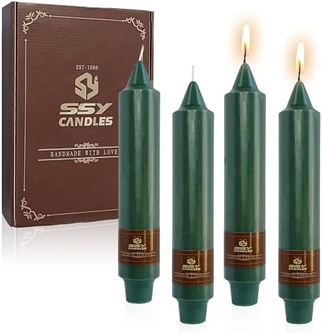Dark Green Taper Candle Candle Sticks, 7 Inch Mini Pillar Candles, 4PCS Handmade Unscenteds Candlesticks for Festive, Party, Spell, Wedding, Home Decor by FCMSHAMD
