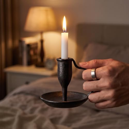 Matte Black Iron Candle Holder with Handle 2 Pcs Taper Candle Sticks Holder - Image 7