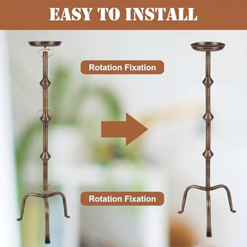 Mumufy 2 Pcs Metal Tall Floor Candleholder Candlestick, 32 in,27 in, Bronze - Image 3