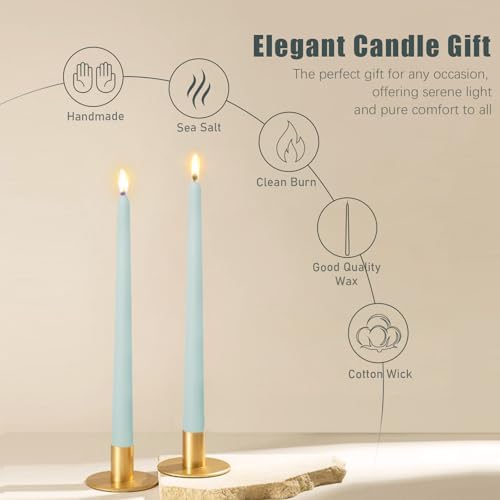 Candlesticks Long Taper Candle,Seal Salt Scented 10 Inches Blue Candle Sticks Smokeless Tapered Candles for Home Décor Holiday Gifts - Image 4