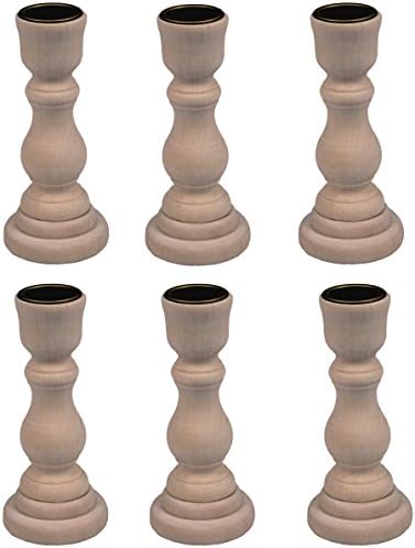 Creative Hobbies 4 Inch Tall Unfinished Wooden Candlesticks with Metal Candle Holder Cup Center - Wholesale Pack of 6 by CreativeHobbies