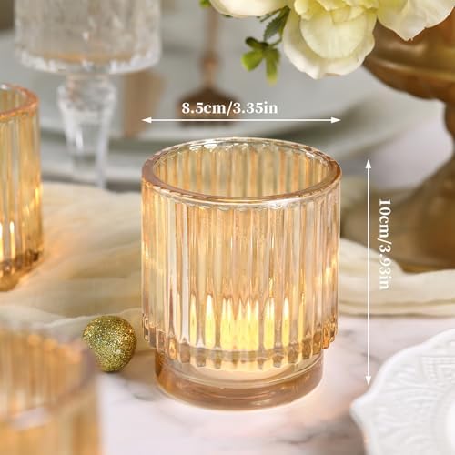 Gold Votive Candle Holders for Wedding, Glass Tea Lights Holders - Image 2
