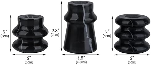Vixdonos Marble Candle Holder Set of 3 Taper Candle Candlestick Mantle Candle Stand for Home Decor,Wedding,Party and Table Centerpieces(Black) - Image 2