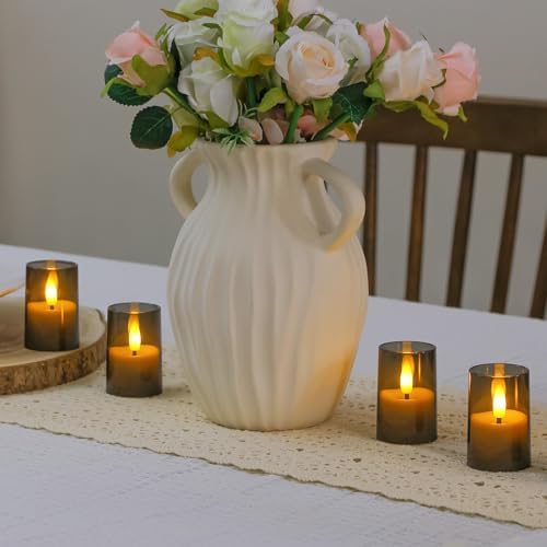 Flameless D: 1.7" H: 2.5" Small Tea Light LED Candles, Acrylic Battery Operated Votive with Remote Control and Timer, Tealight Grey Flickering Warm Light Pack of 15 Electric Long Lasting - Image 6